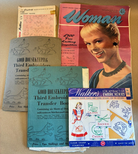 Vintage embroidery transfer - vintage,